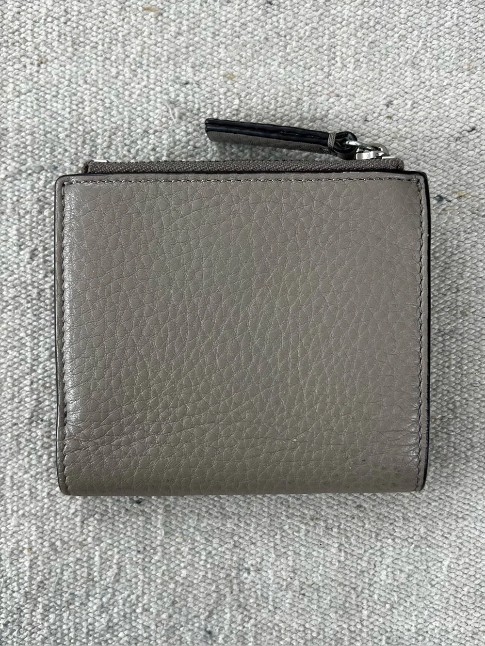Tory Burch grey pebbled leather bifold wallet